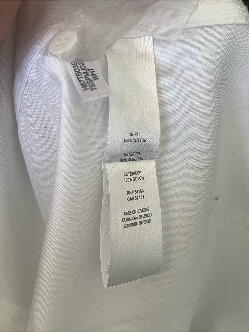 Tommy Hilfiger White Crisp Ruffle Front Cotton Pleated Button Up Blouse Tuxedo - Picture 5 of 5